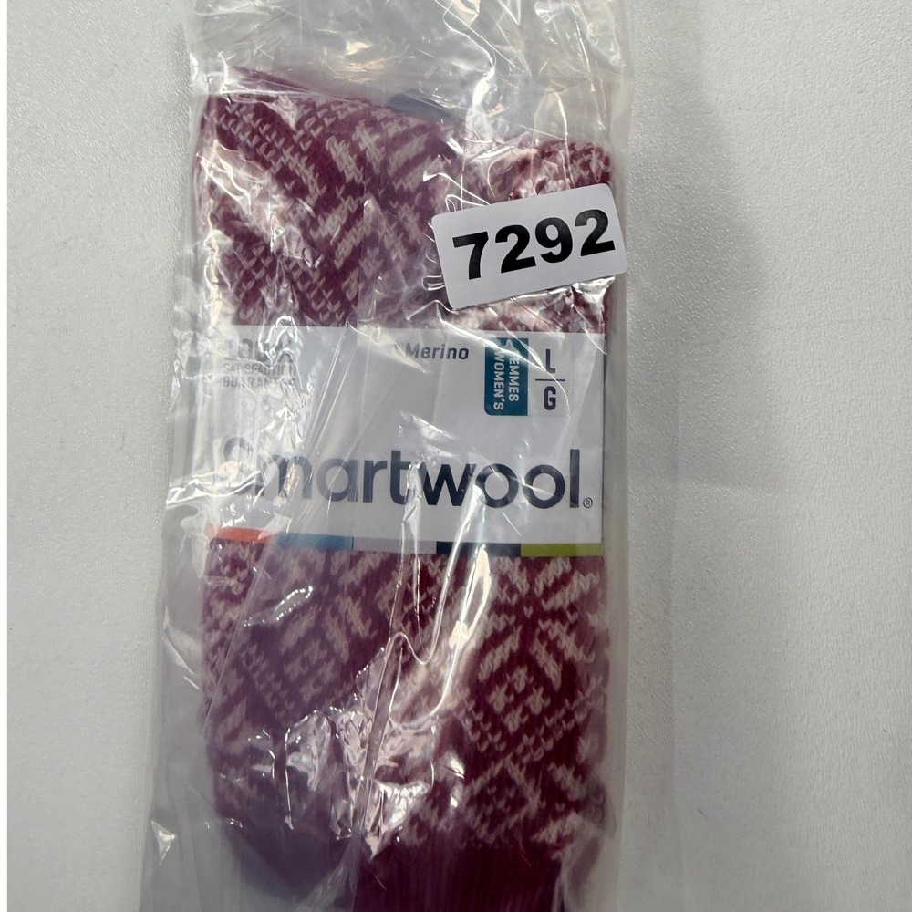 Smartwool Traditional Snowflake Crew Socks Womens L Crimson Red Merino New - Picture 9 of 9